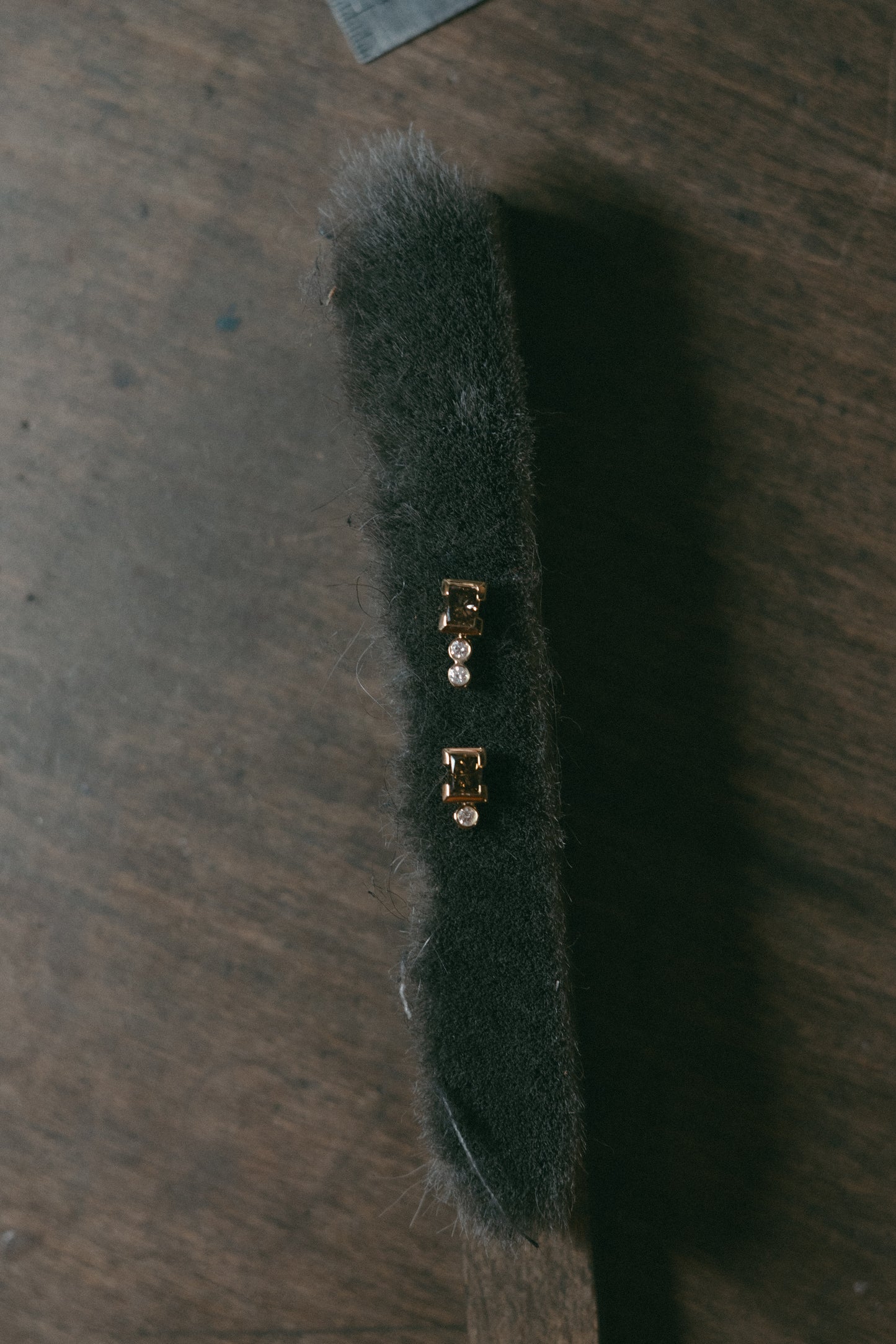Chapter II: Compass — Earrings with Brown Baguette & Round White Diamonds