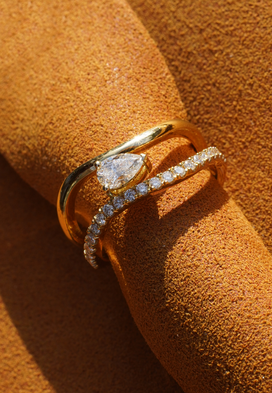 Alcyone Ring with Pear Cut Diamond