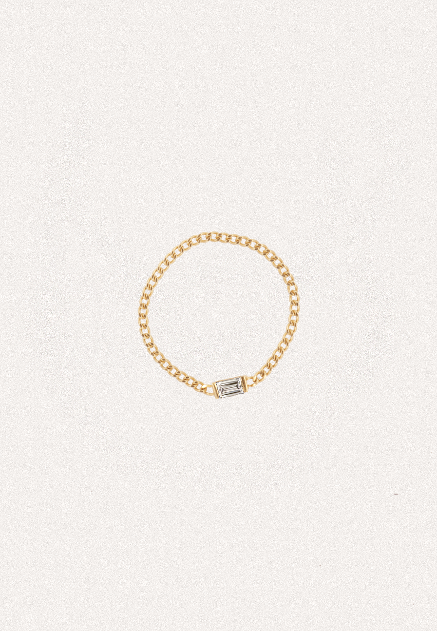 Hannah Chain Ring with Baguette-Cut Diamond - Adriana Chede Jewellery