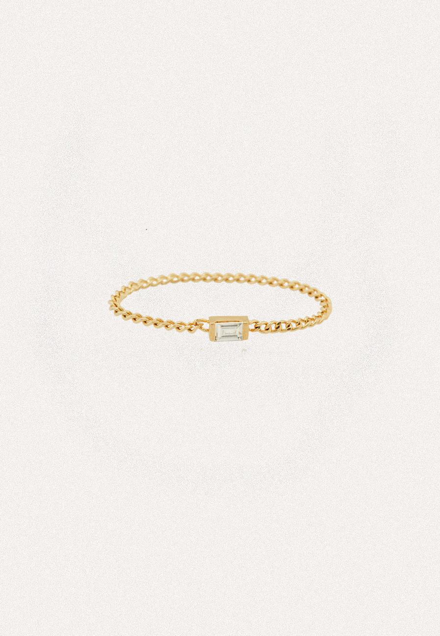 Hannah Chain Ring with Baguette-Cut Diamond - Adriana Chede Jewellery