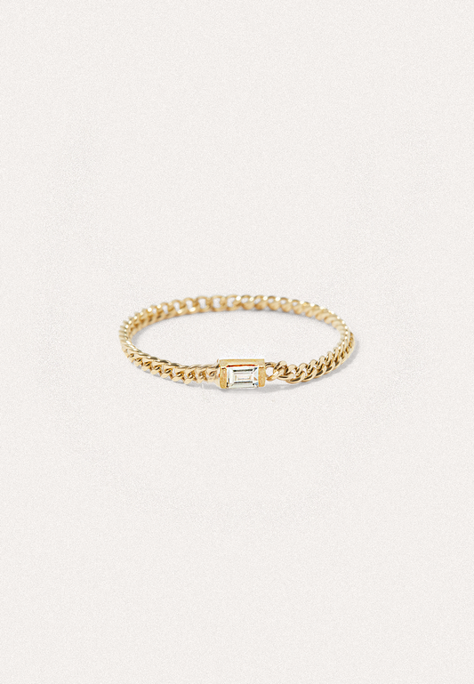 Hannah Chain Ring with Baguette-Cut Diamond - Adriana Chede Jewellery