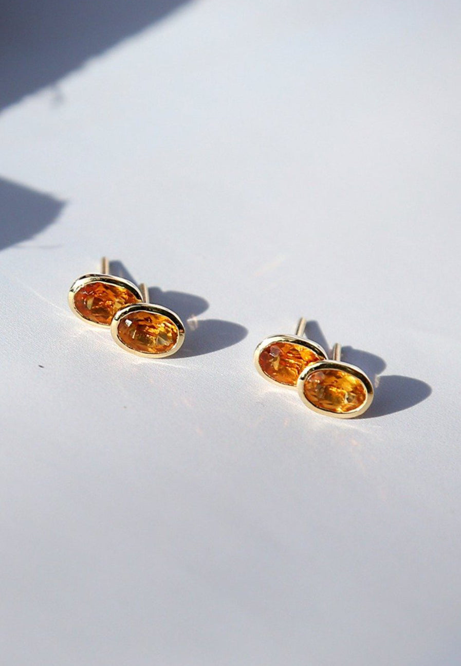 Citrine Studs handmade in solid 18ct Gold - Shop Now Adriana Chede Jewellery