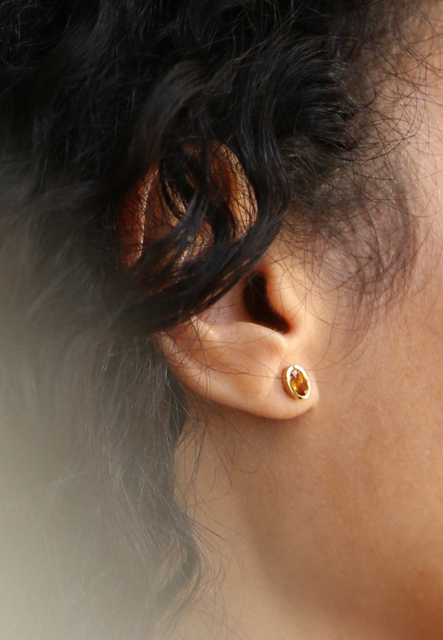 Citrine Studs handmade in solid 18ct Gold - Shop Now Adriana Chede Jewellery