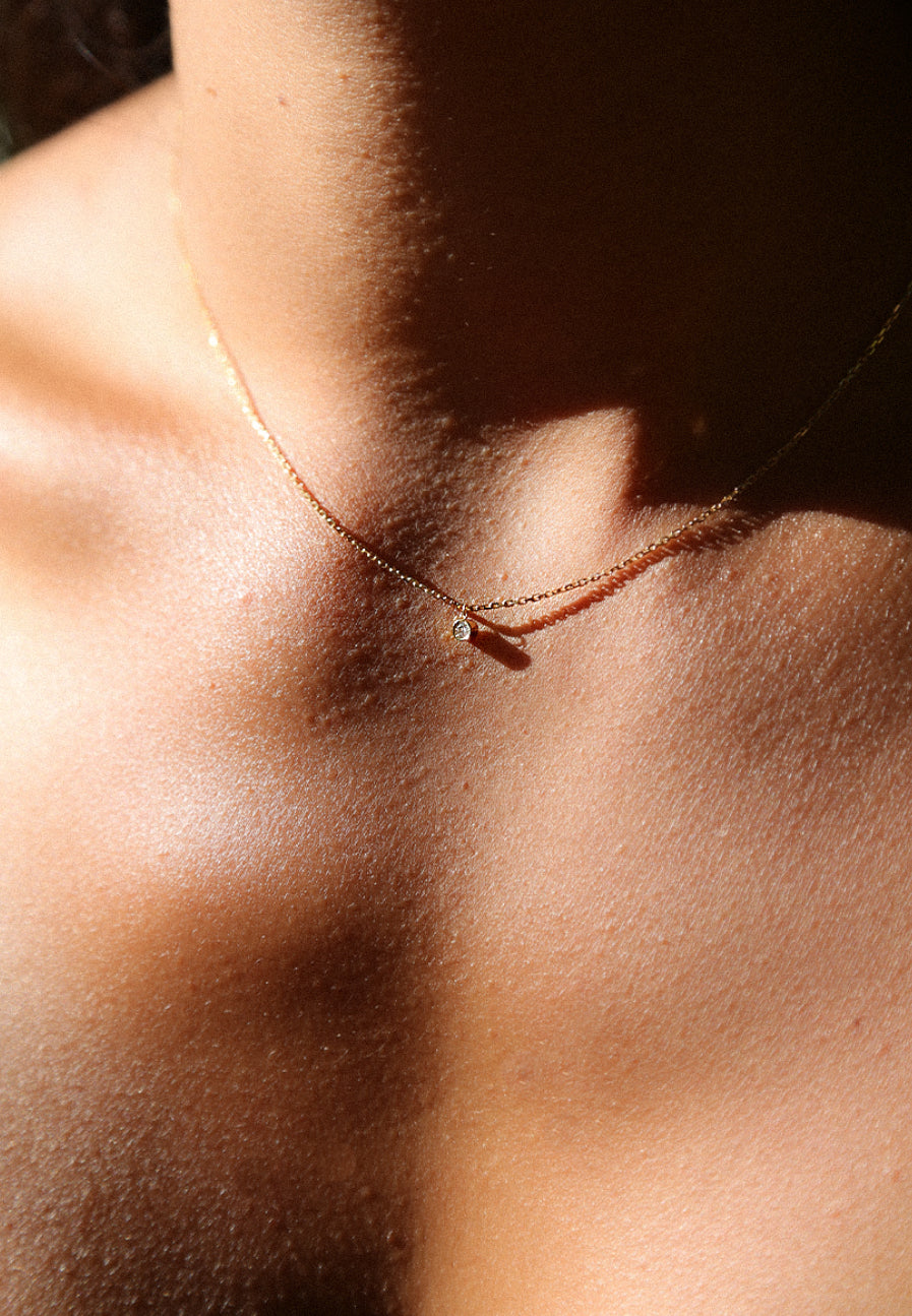 Classic Éclair 18ct Gold Chain Necklace with Diamond - Adriana Chede Jewellery London