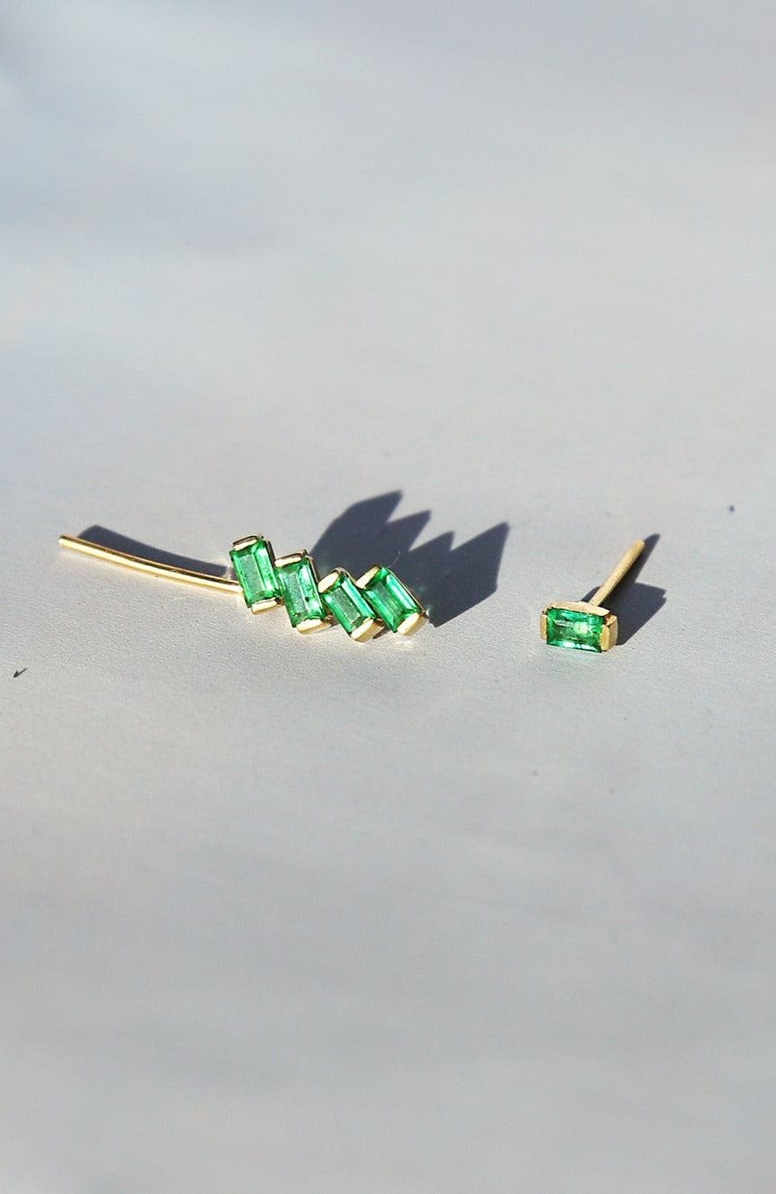 Emerald Stud and Earcuff