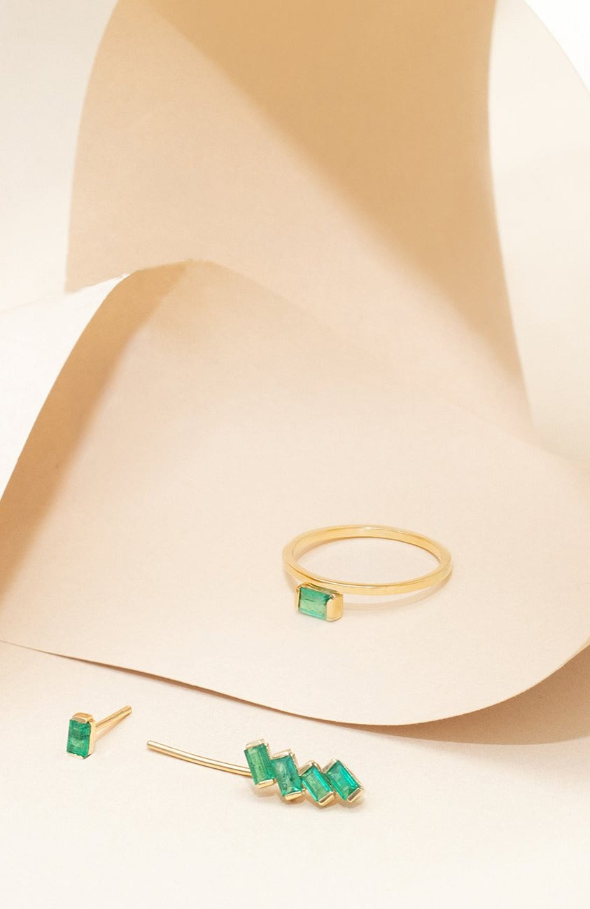 Emerald Brazilian Gemstones Earcuff Solid Gold London - Adriana Chede Jewellery