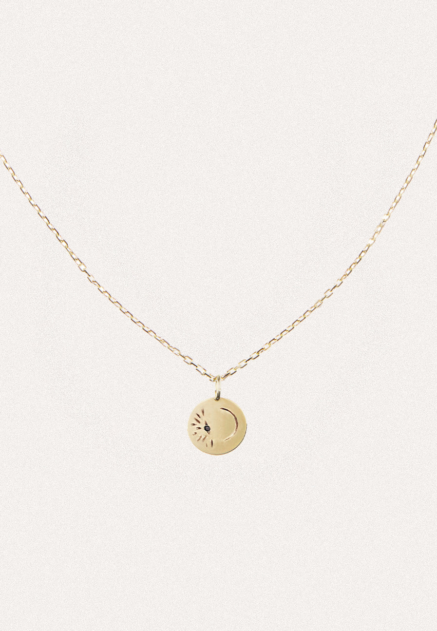 Under the Moonlight Necklace with Black Diamond - Adriana Chede Jewellery