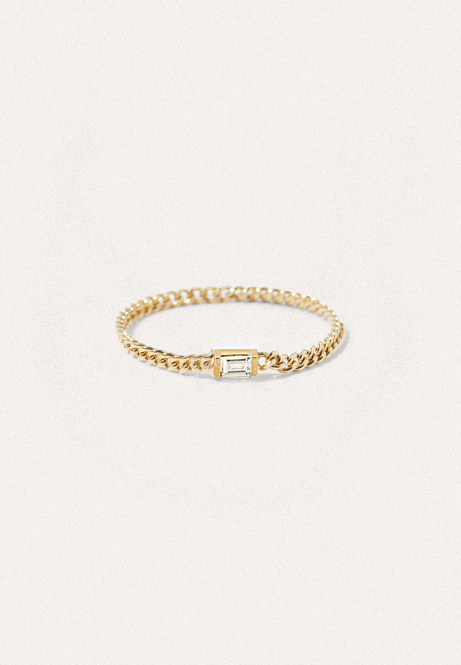 Hannah Chain Ring with Baguette-Cut Diamond - Adriana Chede Jewellery