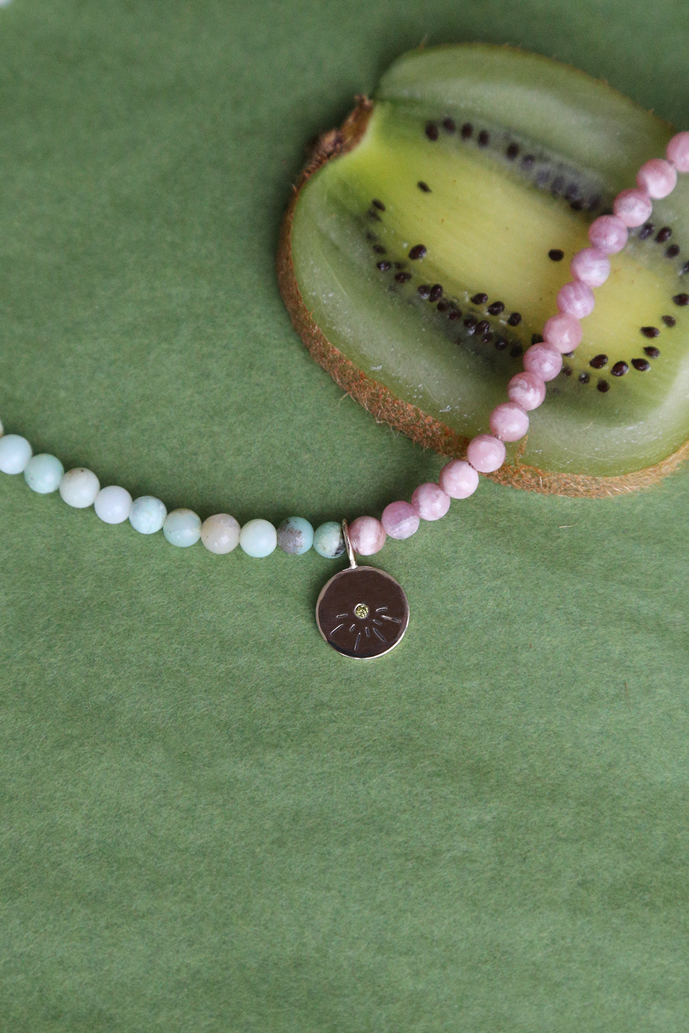 Endless Summer Beaded Necklace with Follow The Sun Charm