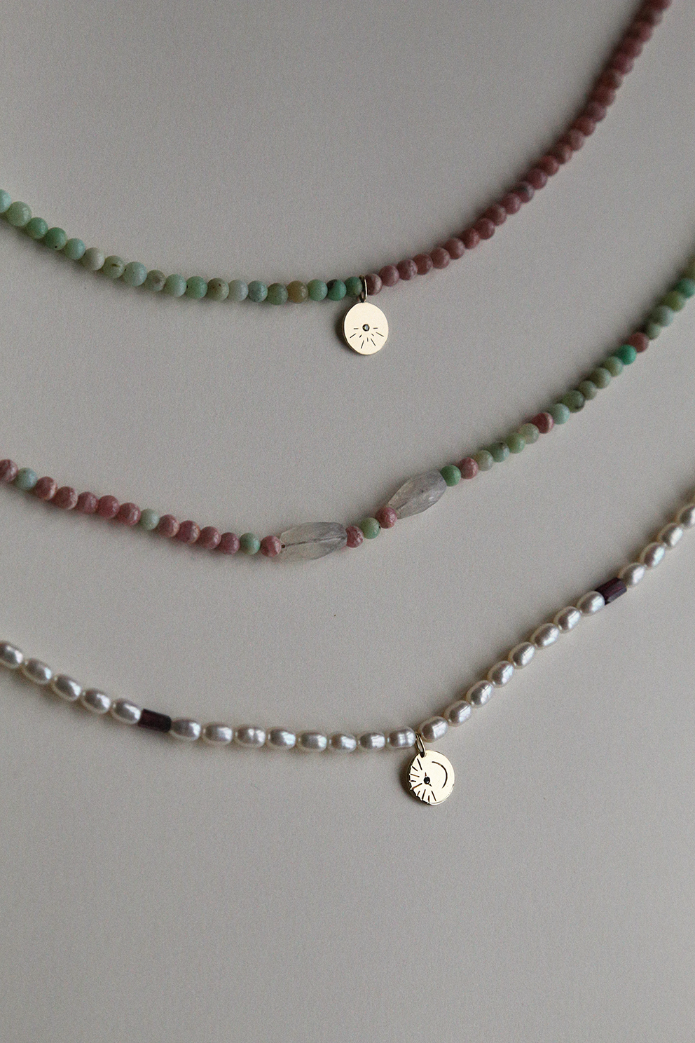 Pearls Beaded Necklace with Under The Moonlight Charm
