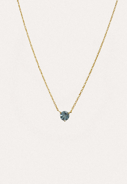 Round Aquamarine 18ct Gold Necklace - Adriana Chede Jewellery London