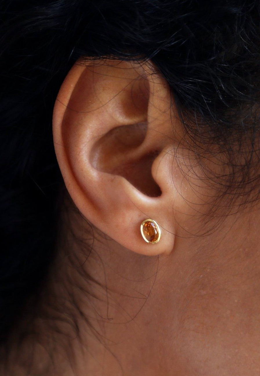 Citrine Studs handmade in solid 18ct Gold - Shop Now Adriana Chede Jewellery