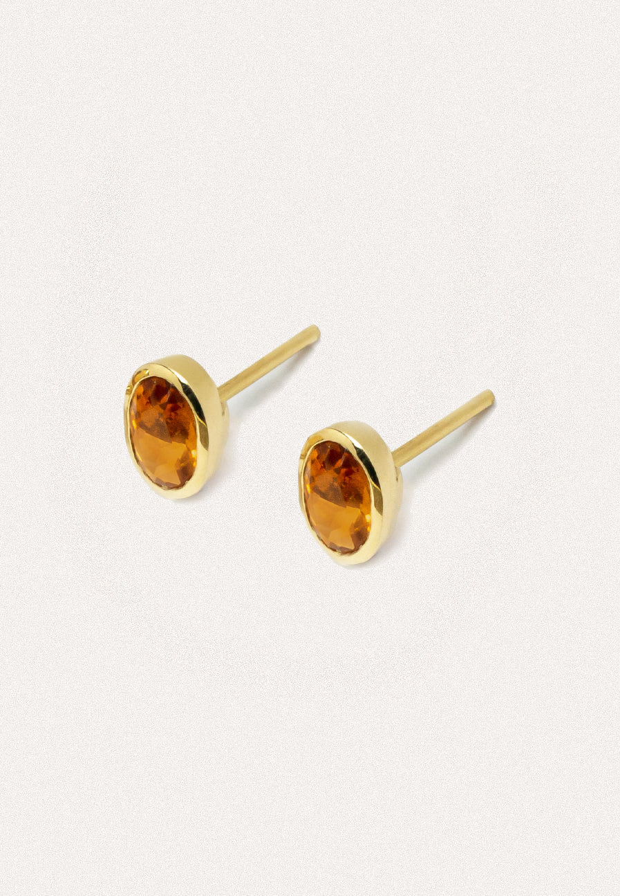 Citrine Studs handmade in solid 18ct Gold - Shop Now Adriana Chede Jewellery