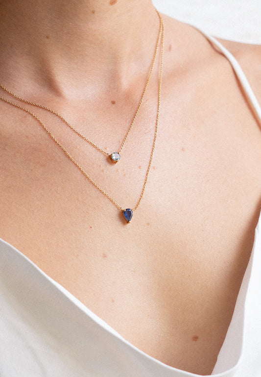 Round Aquamarine 18ct Gold Necklace - Adriana Chede Jewellery London