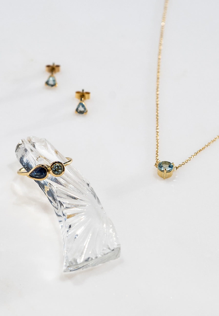 Aquamarine and Sapphire Ring - Adriana Chede Jewellery