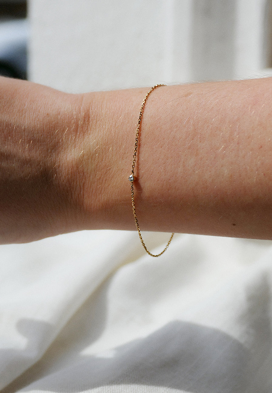 Éclair 18ct Gold Chain Bracelet with Diamond - Adriana Chede Jewellery