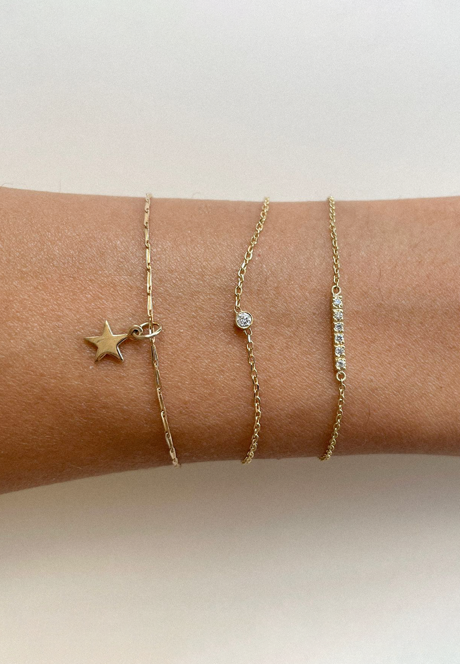 Éclair 18ct Gold Chain Bracelet with Diamond - Adriana Chede Jewellery