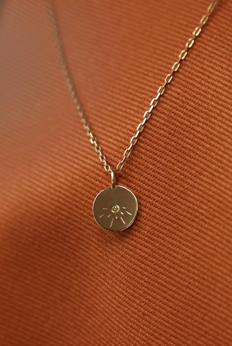 Sun pendant - charm in solid gold handmade by Adriana Chede Jewellery