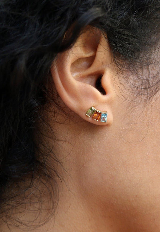 Peridot, Citrine & Blue Topaz Ear Cuff with Brazilian Gemstones - Adriana Chede Jewellery
