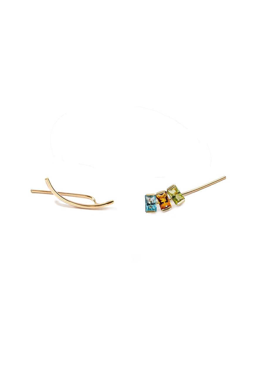 18CT Gold mixed gems baguette-cut earcuff - Adriana Chede Jewellery