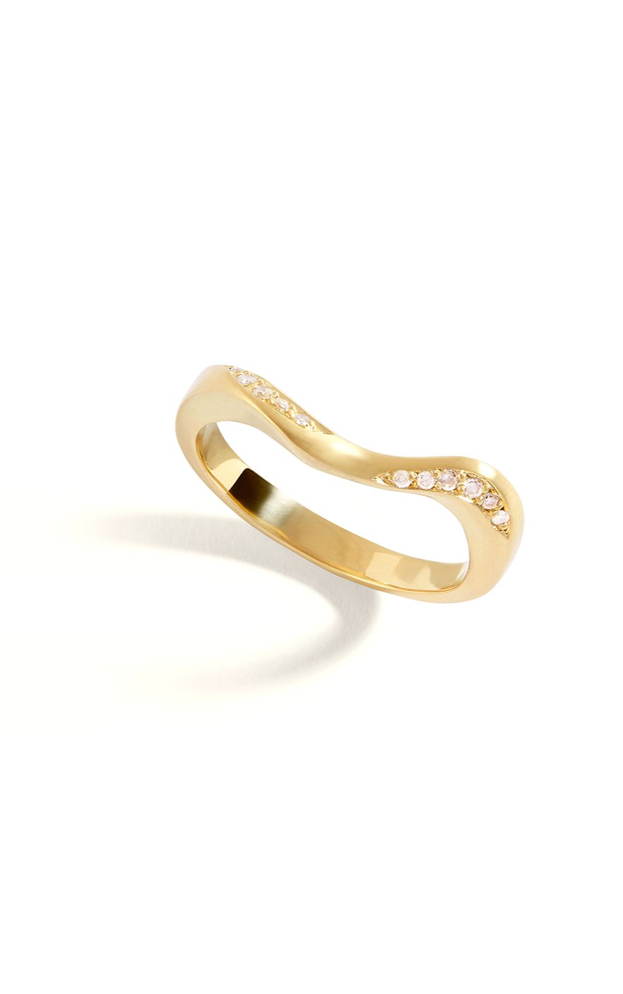 La Seine 18ct Gold Chain Ring with Diamonds - Adriana Chede Jewellery