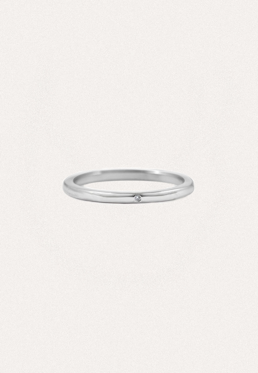 Single Diamond Simple Wedding Band London - Adriana Chede Jewellery