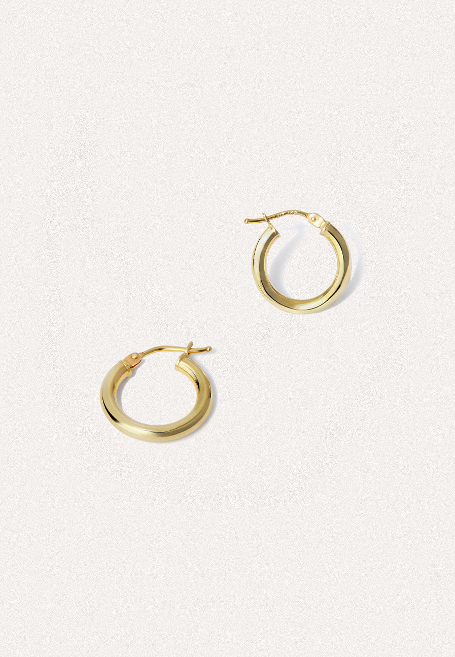 Hollow Yellow Gold Hoops - Adriana Chede Jewellery London