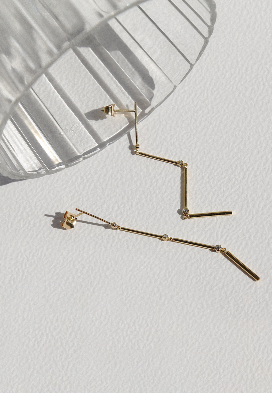 Voyage Dangling Earrings with Diamonds - Adriana Chede Jewellery London