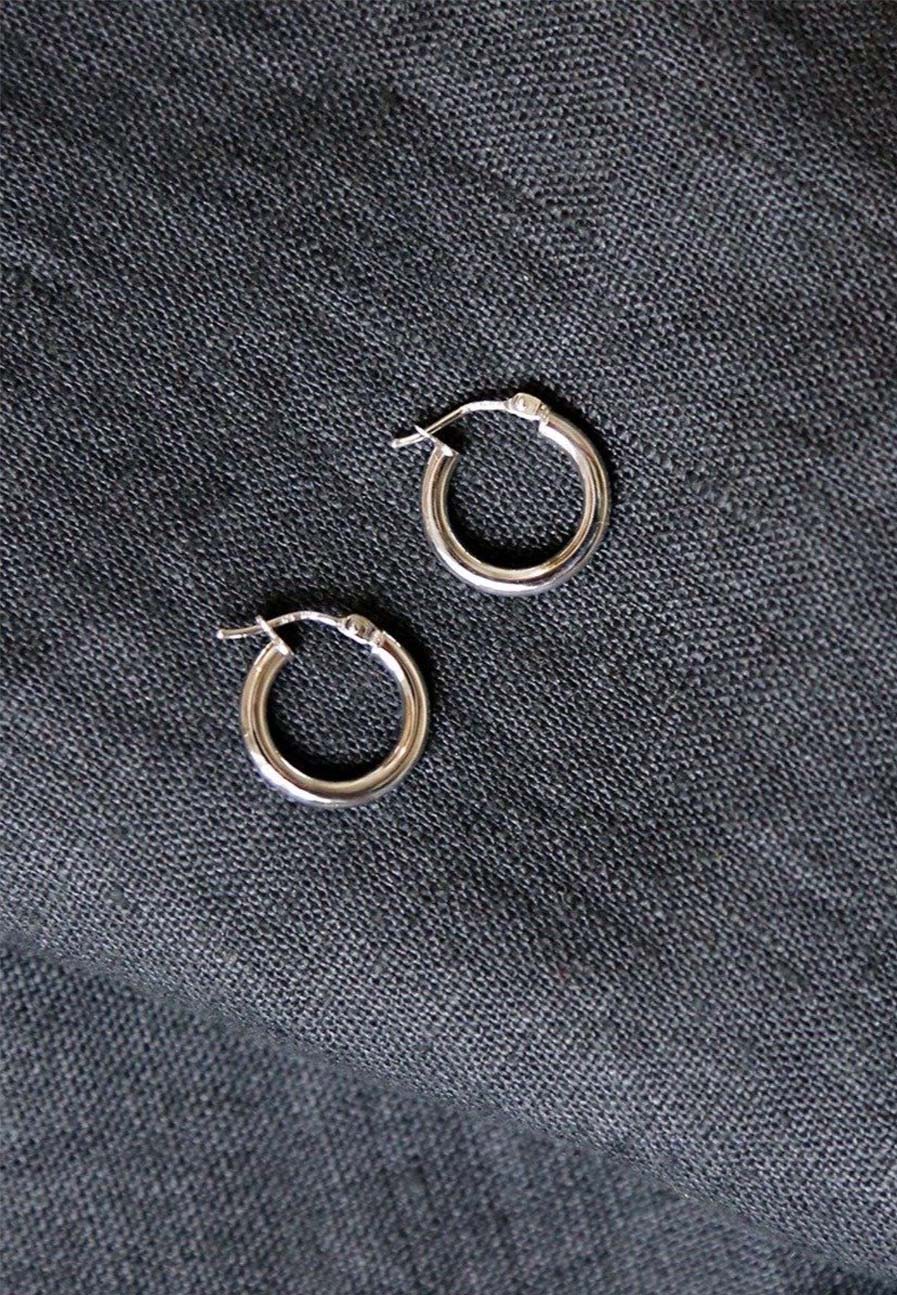White 9ct Gold Mini Creole Hoops - Adriana Chede Fine Jewellery London