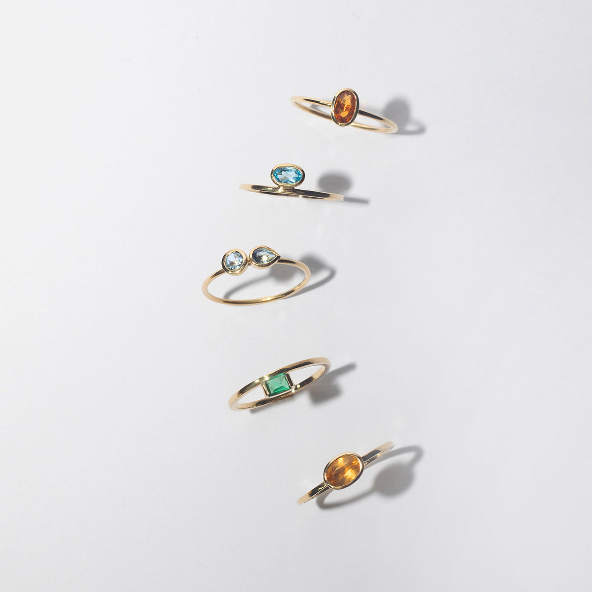 Stacking Rings - Brazilian Gemstones in recycled solid 18ct Gold by Adriana Chede Jewellery London